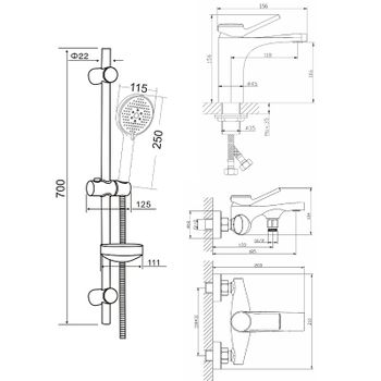 Комплект смесителей Orange Organic M27-611cr Хром — фото 9, Готовые комплекты для ванной комнаты