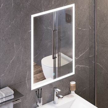 Зеркало Bond Cube 60x80 M44ZE-6080 с подсветкой с сенсорным выключателем — фото 5, Зеркала в ванную комнату