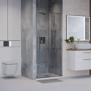 Душевая дверь Niagara Nova 100 NG-64-10A профиль Хром стекло прозрачное — фото 2, Раздвижные душевые двери