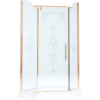 Душевой уголок Migliore Diadema Penta 90x90 24162 профиль Бронза стекло прозрачное с декором — фото 1, Душевые уголки трапеция