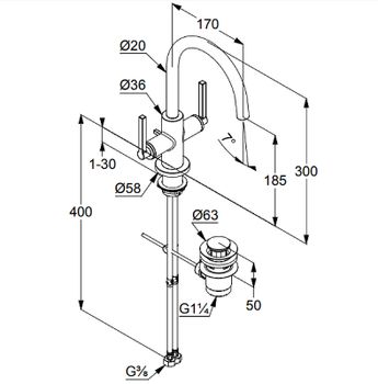 Смеситель для раковины Kludi Nova Fonte 201180515 Хром — фото 4, Смесители для раковины