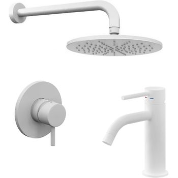 Комплект смесителей Paffoni Light KITLIG011BO071 Белый матовый — фото 1, Готовые комплекты для ванной комнаты