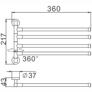 Полотенцедержатель Haiba HB114 поворотный Хром — фото 2, Полотенцедержатели