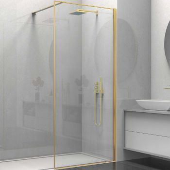 Душевая перегородка Vincea Walk-In 100 VSW-1HS100CLG профиль Брашированное золото стекло прозрачное — фото 1, Душевые перегородки