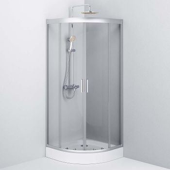 Душевой уголок AM.PM Gem 80х80 W90G-401-080WT радиальный профиль Матовый хром стекло прозрачное — фото 5, Душевые уголки четверть круга