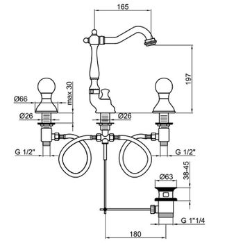 Смеситель для раковины Webert Karenina KA750202065 Бронза — фото 2, Смесители для раковины