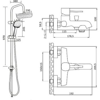 Душевая система Orange Karl M05-934b Черная — фото 11, Душевые стойки