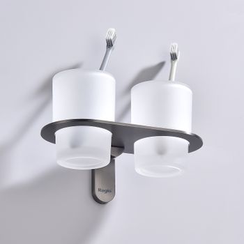 Стакан для зубных щеток Raglo R300.08.09 двойной Графит — фото 6, Стаканы для зубных щеток