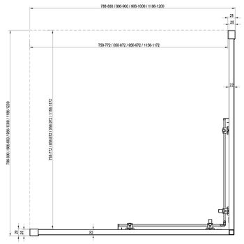 Душевая дверь Ravak Blix Slim BLSRV2K-80 X1XM40300Z1 профиль Черный стекло Transparent — фото 5, Раздвижные душевые двери