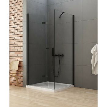 Душевой уголок New Trendy New Soleo Black 80х120 L D-0234A/D-0149B профиль Черный стекло прозрачное — фото 2, Прямоугольные душевые уголки