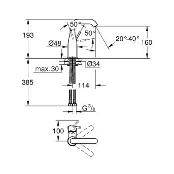 Смеситель для раковины Grohe Essence+ 23463001 Хром — фото 6, Смесители для раковины