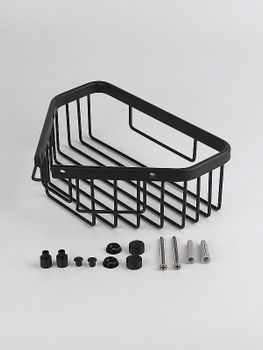 Полка корзина Sonia Contract 189847 угловая Черная матовая — фото 4, Полки для ванной и душа