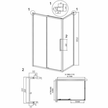 Душевой уголок Grossman Cosmo 110х80 120.K33.02.1180.42.00 профиль Графит сатин стекло прозрачное — фото 10, Прямоугольные душевые уголки