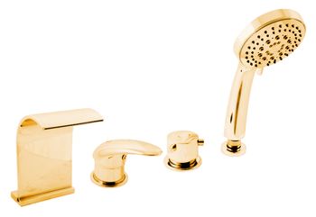 Смеситель на борт ванны Rav Slezak Dunaj D467.5PZ золотой — фото 1, Смесители на борт ванны