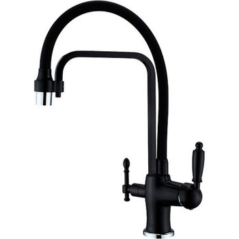 Смеситель для кухни ZorG Sanitary ZR 342-6 YF BLACK Чёрный — фото 1, Смесители для кухни