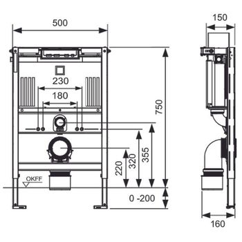 Инсталляция Tece Profil 9300291 для подвесного унитаза без клавиши смыва — фото 2, Инсталляции для унитазов