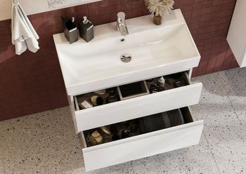 Тумба под раковину Roca Oleta 80 A857640806 подвесная Белый глянец — фото 12, Тумбы под раковину