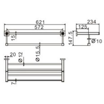 Полка для полотенец CeramaLux Venezia 88610-1 Хром — фото 2, Полки для полотенец