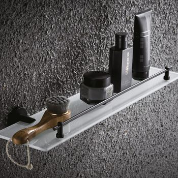 Стеклянная полка Haiba HB8707 Черная — фото 2, Полки для ванной и душа