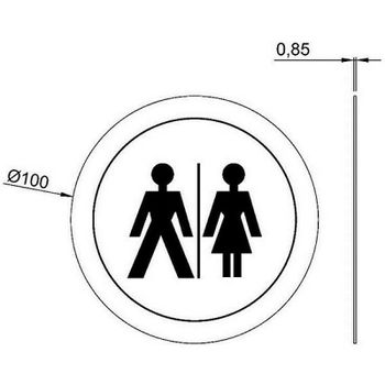 Табличка Общий туалет Nofer 16722.2.S Матовая нержавеющая сталь — фото 2, Таблички для санузла и общественных мест
