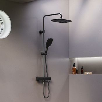 Душевая система Damixa Gala 953810300 с термостатом Черная матовая — фото 2, Душевые стойки