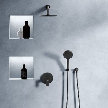 Душевая система Damixa Apollo 947520300 Черная матовая — фото 8, Встраиваемые душевые комплекты