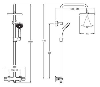 Душевая система Jacob Delafon July E5523-CP Хром — фото 5, Душевые стойки