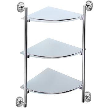 Стеклянная полка Haiba HB1907-3 угловая Хром — фото 1, Полки для ванной и душа