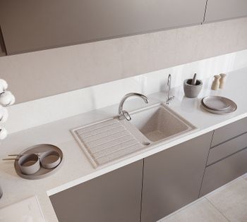 Кухонная мойка Domaci Бьелла DMC-20 GWS-20-328 Бежевая — фото 2, Кухонные мойки