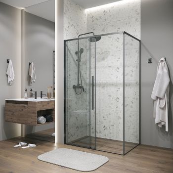 Душевой уголок Grossman Galaxy 140х80 120.K33.01.1480.42.00 профиль Графит сатин стекло прозрачное — фото 2, Прямоугольные душевые уголки