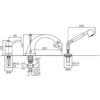 Смеситель на борт ванны Migliore Lem 25883 Золото — фото 2, Смесители на борт ванны