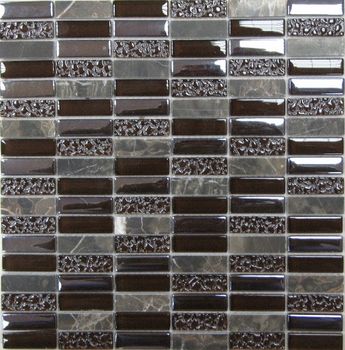 Мозаика Bonaparte Стеклянная с камнем Super Line (brown) 30х30 см — фото 1, Мозаика