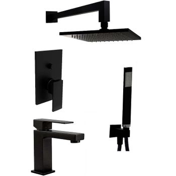 Комплект смесителей Paffoni Elle KITEL015NO071 Черный матовый — фото 1, Готовые комплекты для ванной комнаты