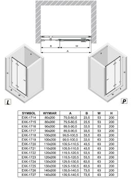 Душевая дверь New Trendy Avexa Gold 110 L EXK-1720 профиль Брашированное золото стекло прозрачное — фото 13, Распашные душевые двери