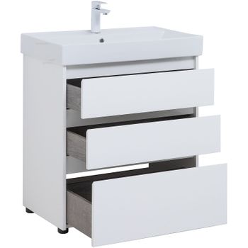 Тумба под раковину Aquanet Nova Lite 75 302472 Белый глянец — фото 4, Тумбы под раковину