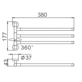 Полотенцедержатель Frap F113 поворотный Хром — фото 2, Полотенцедержатели