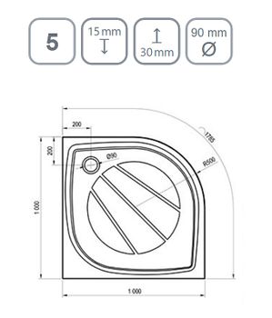 Душевой поддон из искусственного камня Ravak Elipso Pro 100х100 XA23AA01010BM Черный матовый — фото 4, Душевые поддоны из искусственного камня