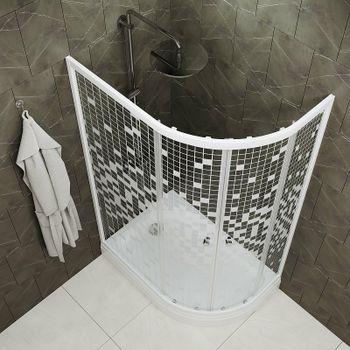 Душевой уголок Triton Коралл 120х80 А L Щ0000061780 профиль Белый стекло прозрачное с узором — фото 2, Асимметричные душевые уголки