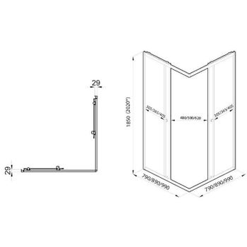 Душевой уголок Triton Вента-Блэк 90х90 Щ0000054466 профиль Черный стекло прозрачное — фото 4, Квадратные душевые уголки