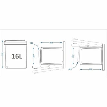 Ведро для мусора Alveus Albio 16L 224311 Хром — фото 3, Мусорные ведра