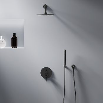 Душевая система Damixa Scandinavian Pure 936520300 Черная матовая — фото 9, Встраиваемые душевые комплекты