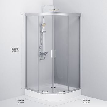 Душевой уголок AM.PM Gem W90G-401-100WT Профиль матовый хром, стекло прозрачное — фото 7, Душевые уголки четверть круга