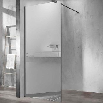 Душевая перегородка Vincea Walk-In 90 VSW-1H900MRGM профиль Вороненая сталь стекло зеркальное — фото 1, Душевые перегородки