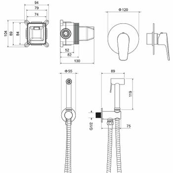 Гигиенический душ со смесителем Aquatek Бетта AQ1119MB Черный матовый — фото 9, Гигиенические души