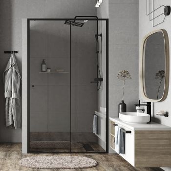 Душевая дверь WasserKRAFT Dill 120 61S05 профиль Черный матовый стекло прозрачное — фото 2, Раздвижные душевые двери