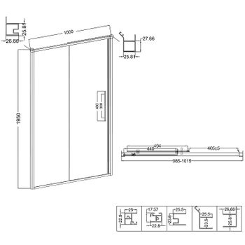 Душевая дверь Niagara Nova 100 NG-64-10A профиль Хром стекло прозрачное — фото 12, Раздвижные душевые двери