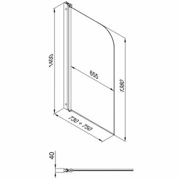 Шторка на ванну Triton Соло 75х140 Щ0000038541 профиль Хром стекло прозрачное — фото 9, Шторки для ванной распашные