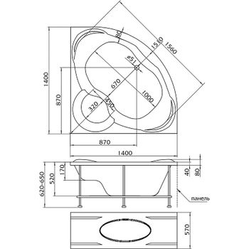 Акриловая ванна Marka One Trapani 140х140 01тр1414 без гидромассажа — фото 5, Акриловые ванны