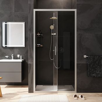 Душевая дверь AM.PM Gem Solo 100 W90G-100-1-195MG профиль Хром матовый стекло тонированное-прозрачное — фото 1, Раздвижные душевые двери