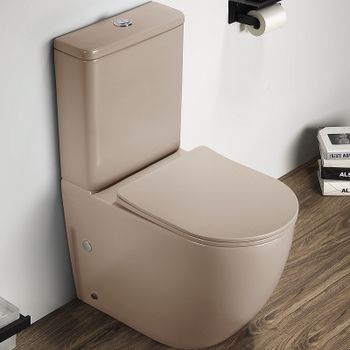 Унитаз компакт CeramaLux 2166XMC Капучино матовый с бачком и сиденьем Микролифт — фото 1, Напольные унитазы